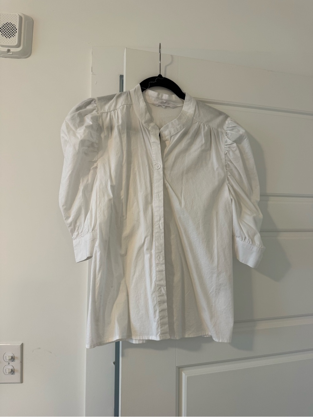 BB Dakota White Puff Sleeve Button-Up Shirt